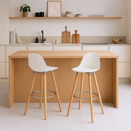 Tabouret De Bar Avec Pieds En Bois De Hêtre 39,5 X 44 X 91 Cm