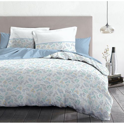 Adonis Parure De Couette 100% Coton - Bleu - 220x240 Cm