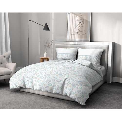 Adonis Parure De Couette 100% Coton - Bleu - 240x260 Cm