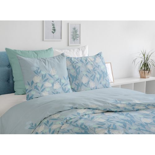 Tempete Florale Parure De Couette 100% Coton - Bleu - 220x240 Cm