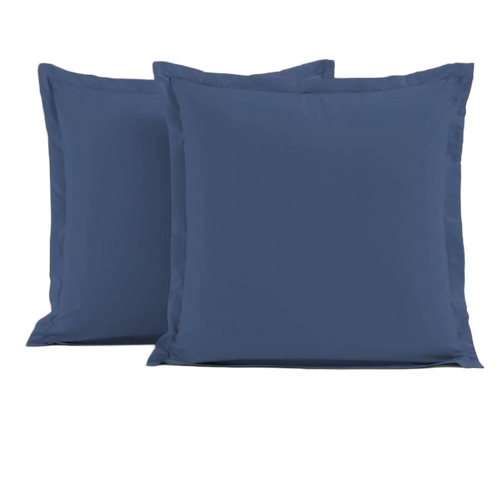 Lot De 2 Taies D'oreiller Carrés - 63 X 63 Cm - 100% Coton - Bleu