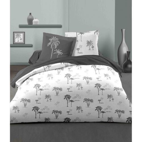 Tinghir Parure De Couette 100% Coton - Gris - 220x240 Cm