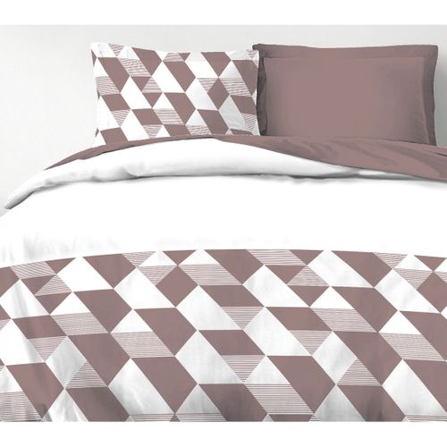 Hexagone Parure De Couette 100% Coton - Prune - 220x240 Cm