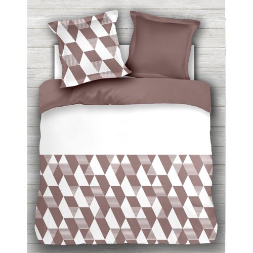 Hexagone Parure De Couette 100% Coton - Prune - 220x240 Cm