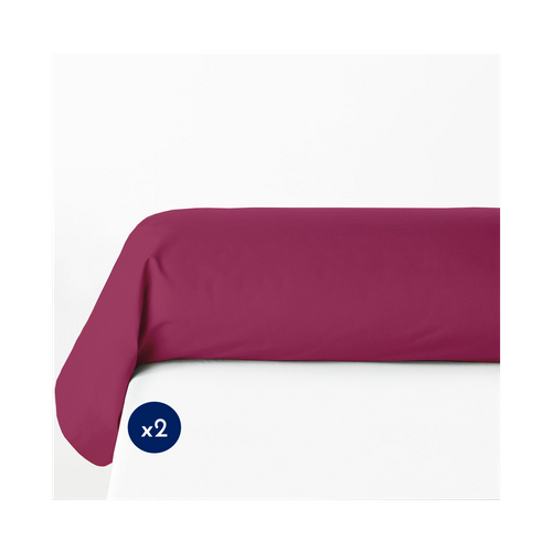 Lot De 2 Taies De Traversin 100% Coton - Fushia - 85x185 Cm