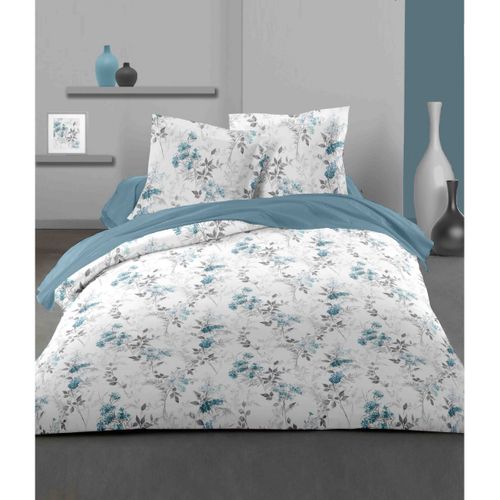Pompadour Parure De Couette 100% Coton - Bleu - 140x200 Cm