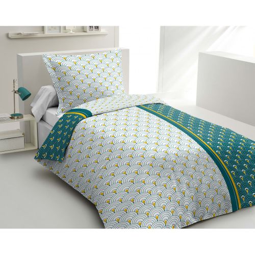 Le Rainbow Parure De Couette 100% Coton - Vert - 140x200 Cm