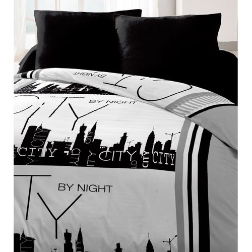 City By Night Parure De Couette Microfibre - Gris - 240 X 260 Cm