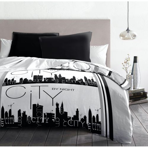 City By Night Parure De Couette Microfibre - Gris - 240 X 260 Cm