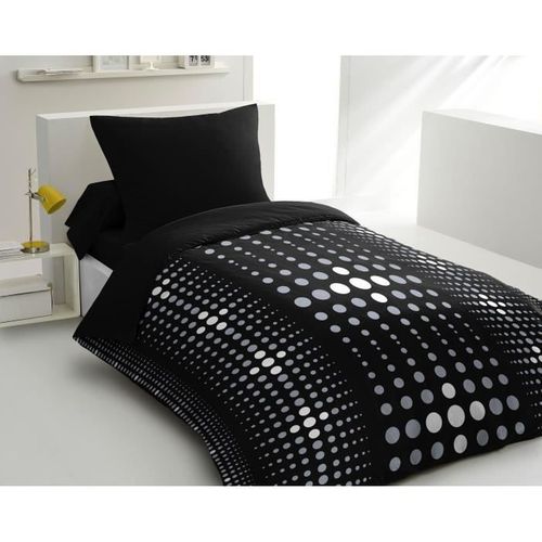 Parure De Couette Microfibre Steevy - 1 Housse De Couette 140 X 200 Cm + 1 Taie 63 X 63 Cm - Noir