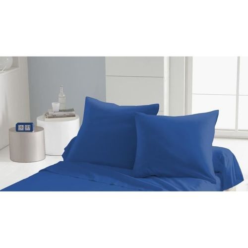 Lot De 2 Taies Carrées Microfibre 82g Bleu 63x63 Cm