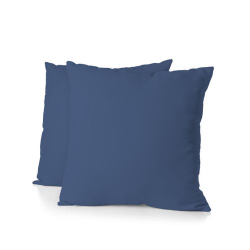 Lot De 2 Taies Carrées Microfibre 82g Bleu 63x63 Cm