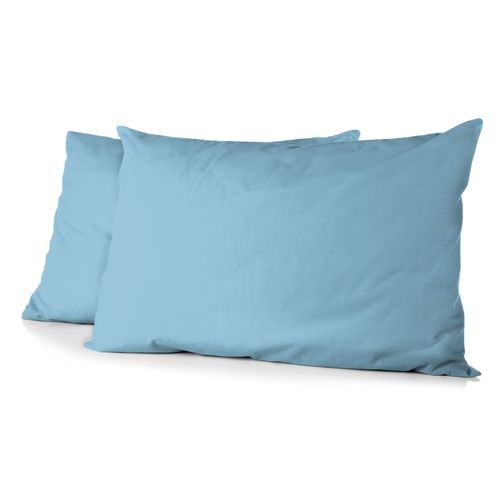 Lot De 2 Taies Rectangulaires Microfibre 82g Bleu Ciel 50x70 Cm