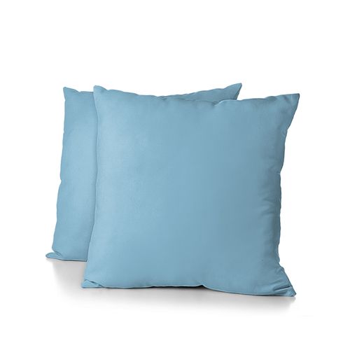 Lot De 2 Taies Carrées Microfibre 82g Bleu Ciel 63x63 Cm