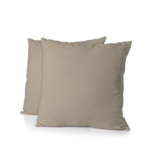 Lot De 2 Taies Carrées Microfibre 82g Beige 63x63 Cm