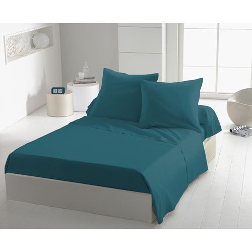 Drap Plat Microfibre 82g Bleu Canard 240x300 Cm