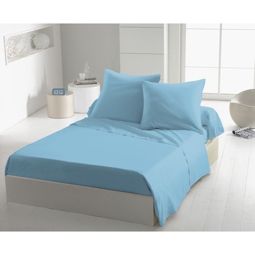 Drap Plat Microfibre 82g Bleu Ciel 180x290 Cm
