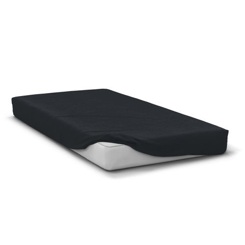 Drap Housse Uni Microfibre 82g Noir 140 X 190 Bonnet 30 Cm