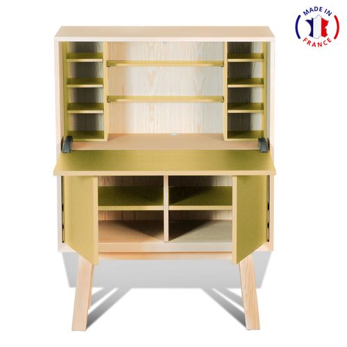 Bureau Secrétaire Avec Rangement De 90 Cm De Large, En Frêne