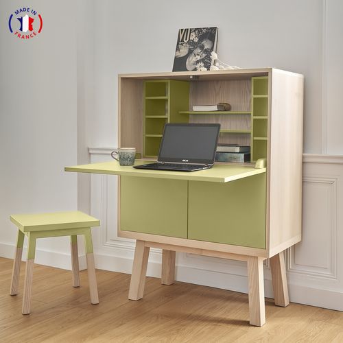 Bureau Secrétaire Avec Rangement De 90 Cm De Large, En Frêne