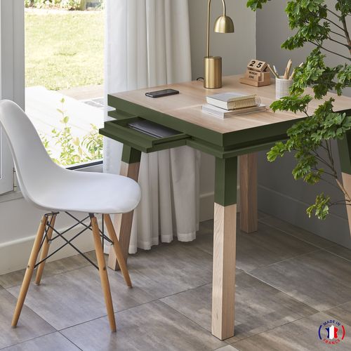 Bureau Carré Avec Tiroir 100 Cm, 100% En Frêne Massif