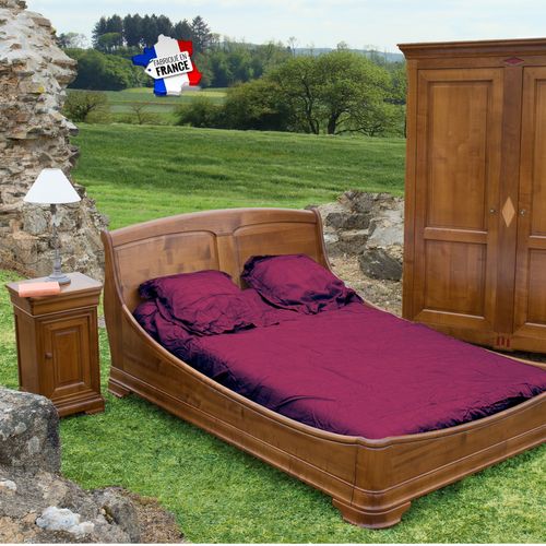 Cadre De Lit 140x190 Cm, Merisier Massif