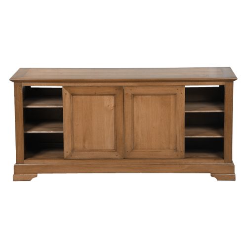 Meuble TV 4 Portes Coulissantes, Chêne Massif