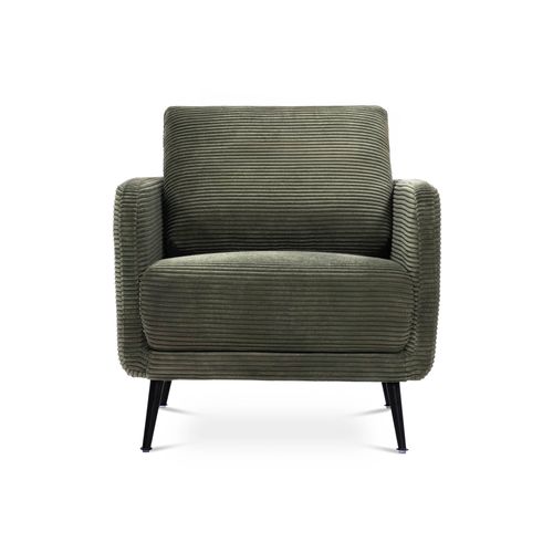 Fauteuil Design Emma Velours Côtelé Vert Sauge