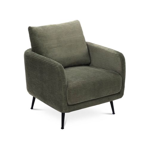 Fauteuil Design Emma Velours Côtelé Vert Sauge