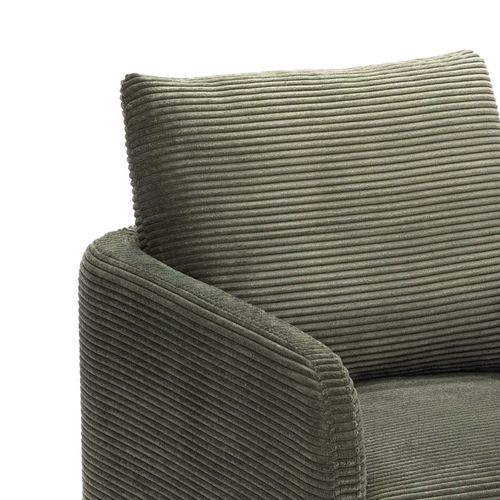 Fauteuil Design Emma Velours Côtelé Vert Sauge