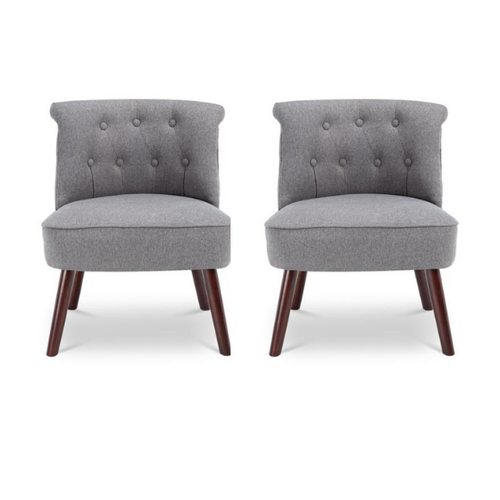Lot De 2 Fauteuils Crapaud Jacques Capitonné Tissu Gris Foncé