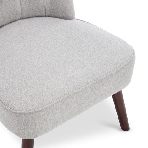 Lot De 2 Fauteuils Crapaud Jacques Capitonné Tissu Gris Clair