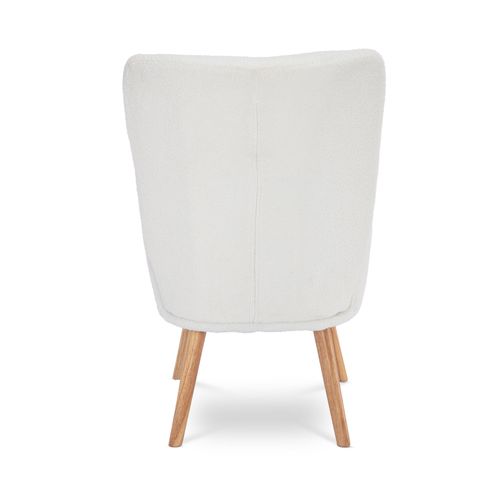 Fauteuil Scandinave Moderne Gaïa Tissu Bouclette Blanc