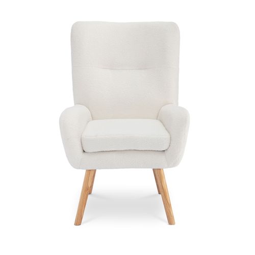 Fauteuil Scandinave Moderne Gaïa Tissu Bouclette Blanc