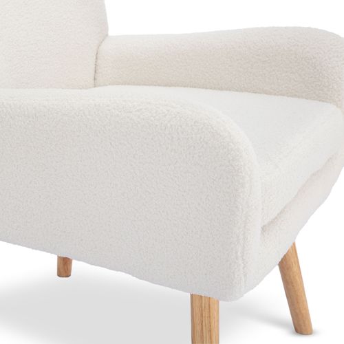 Fauteuil Scandinave Moderne Gaïa Tissu Bouclette Blanc