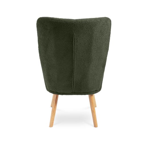 Fauteuil Scandinave Moderne Gaïa Tissu Bouclette Kaki