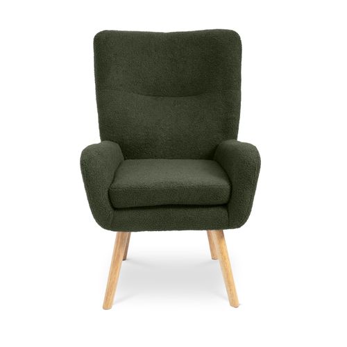 Fauteuil Scandinave Moderne Gaïa Tissu Bouclette Kaki