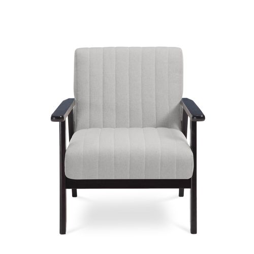 Fauteuil En Bois Vintage Erik Tissu Gris