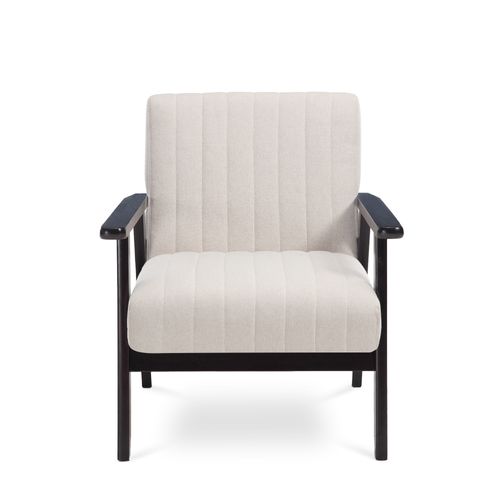 Fauteuil En Bois Vintage Erik Tissu Beige