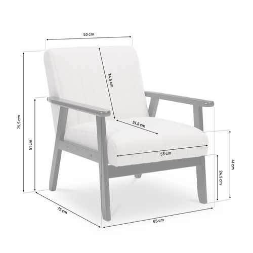 Fauteuil En Bois Vintage Erik Tissu Beige