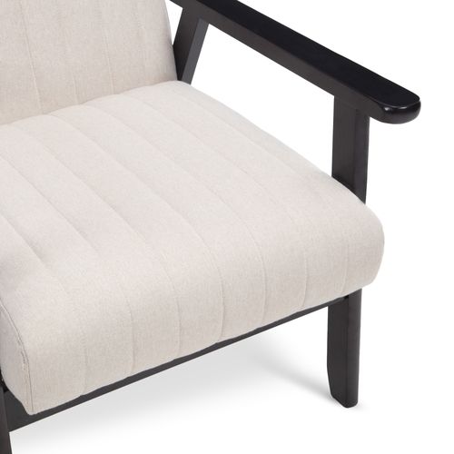 Fauteuil En Bois Vintage Erik Tissu Beige