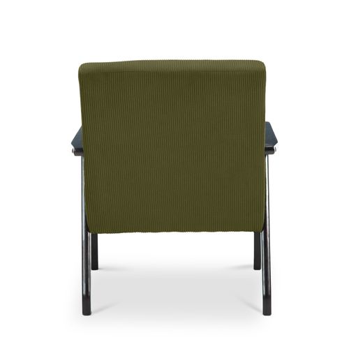 Fauteuil En Bois Vintage Erik Velours Côtelé Vert Foncé