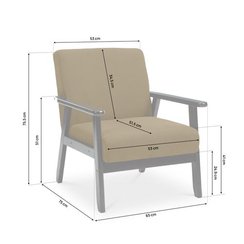 Fauteuil En Bois Vintage Erik Velours Côtelé Vert Foncé