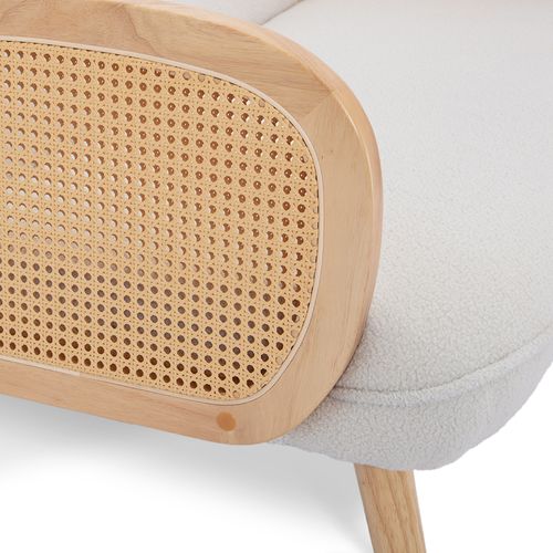 Canapé Bohème 2 Places Rosi Cannage Et Bouclette Blanc