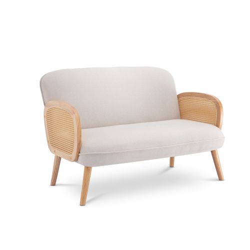 Canapé Bohème 2 Places Rosi En Cannage Et Lin Beige