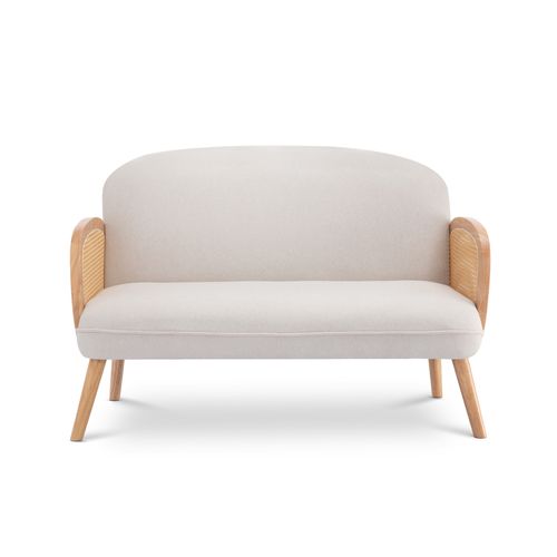 Canapé Bohème 2 Places Rosi En Cannage Et Lin Beige