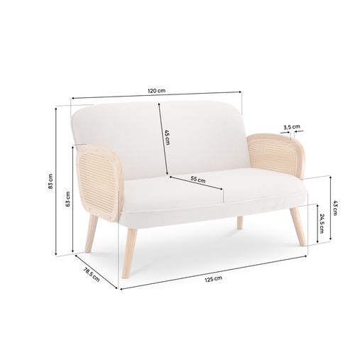 Canapé Bohème 2 Places Rosi En Cannage Et Lin Beige