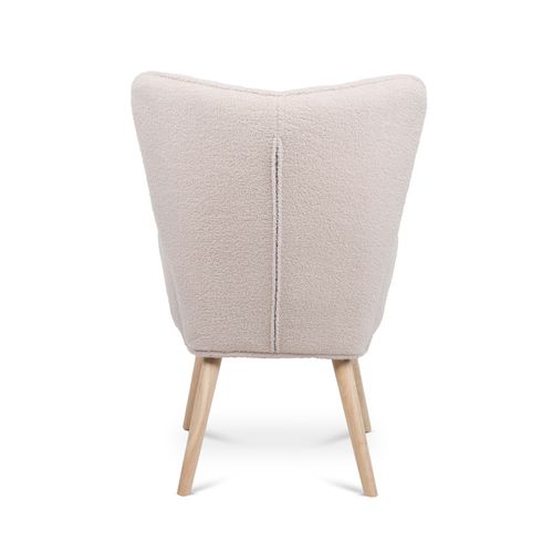 Fauteuil Scandinave Stella Bouclette Beige Avec Surpiqûres