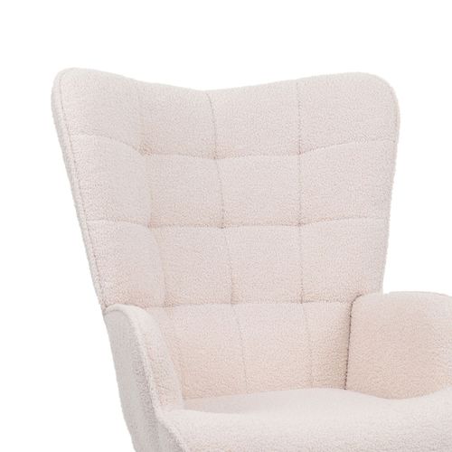 Fauteuil Scandinave Stella Bouclette Beige Avec Surpiqûres