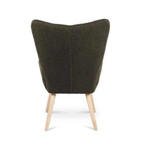Fauteuil Scandinave Stella Bouclette Kaki Avec Surpiqûres